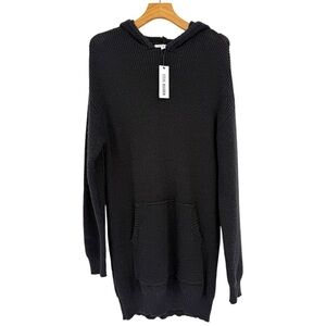 Steve Madden Taylor Knit Hooded Sweater Dress Color Black Size M